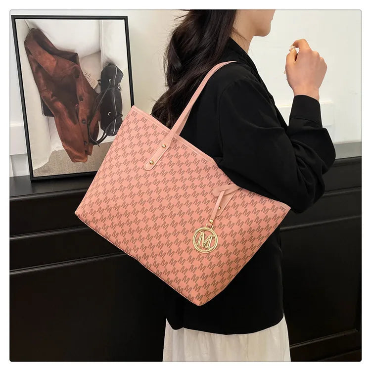 Large Capacity Commuting Tote Bags Fashionable Printed Pu Leather Handbag for Women College Students Class Handbags Shoulder Bag