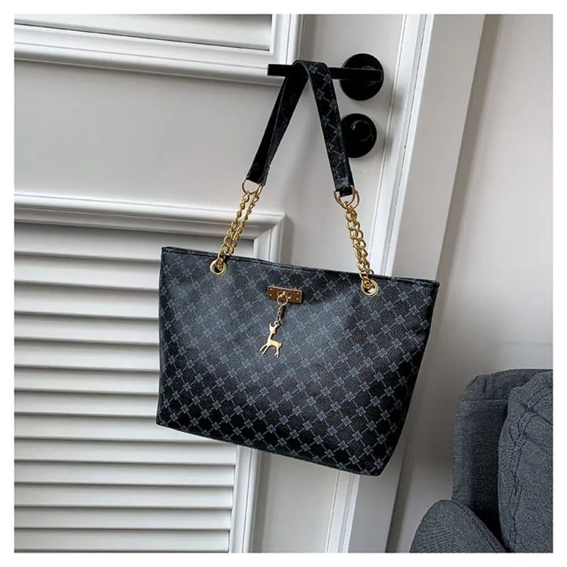 New PU Leather Shoulder Bags Large Capacity Printing Handbags Shopping Bag Women