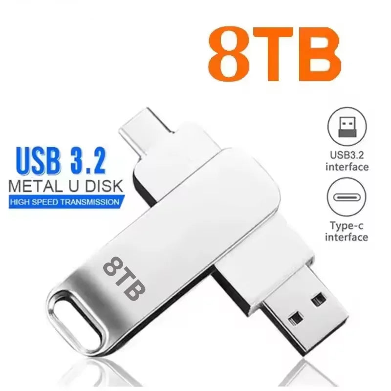 16TB 3.2 Flash Drives High Speed USB Transfer Metal Pendrive Memory Card Pendrive Flash Disk Memoria Waterproof Stick