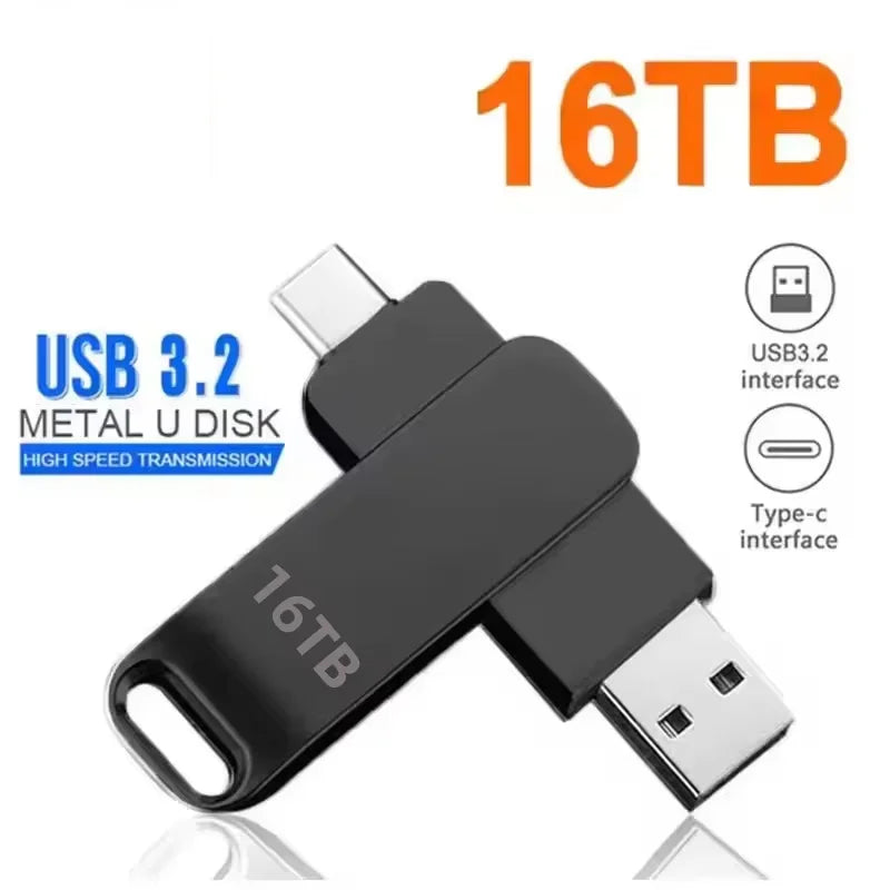 16TB 3.2 Flash Drives High Speed USB Transfer Metal Pendrive Memory Card Pendrive Flash Disk Memoria Waterproof Stick