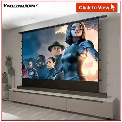 2025 Hot 150 Max Electric Tab Tension Floor Rising ALR Projector Screen Ambient Light Rejecting Motorized for UST Laser TV 3D 8K