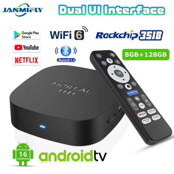 2025 New T1+ 8K 4K HD TV Box Android 16.0 RK3518 Quad Core 8GB RAM 128GB ROM Dual Wifi 2.4G/5.8G Home Theater Media Player