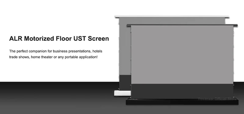 2025 Hot 150 Max Electric Tab Tension Floor Rising ALR Projector Screen Ambient Light Rejecting Motorized for UST Laser TV 3D 8K