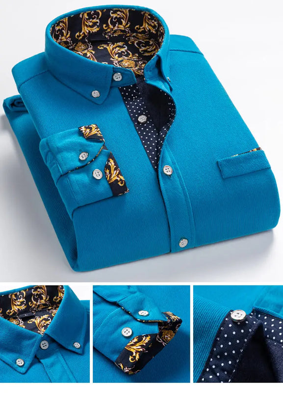 Mens Clothing Shirt For Men Long Sleeve Casual Shirt Winter Camisas Blouse Men's Streetwear Autumn Streetdress Thick Hombre