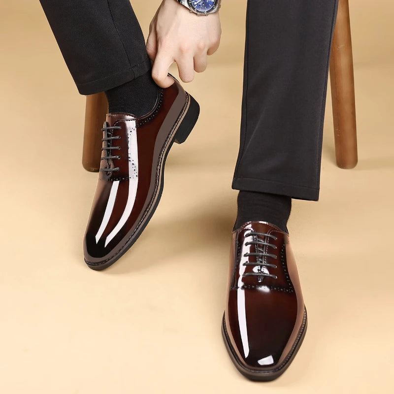 Luxury Men Oxford Shoes High Quality Patent Leather Men Shoes Comfortable Dress Wedding Party Shoes Classic Business Formal Shoe
