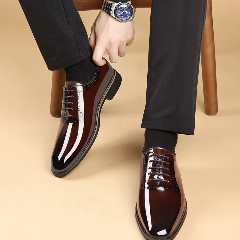 Luxury Men Oxford Shoes High Quality Patent Leather Men Shoes Comfortable Dress Wedding Party Shoes Classic Business Formal Shoe