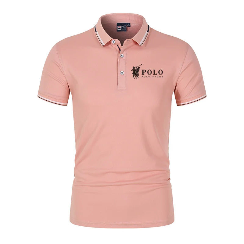 Men's premium summer polo shirt, quick drying, breathable, casual, business fashion, sports, short sleeved, men's clothing