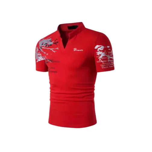 Men's Golf  irt V-Ne Printed Casual Top ort Sve Eye-ching Design Comfortable Me Fabric Thin Sle for Summer