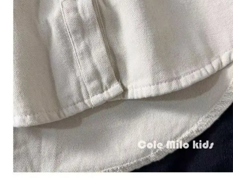 Korean boys' shirt long sleeved spring and autumn 2024 new girls' shirt baby top children's cardigan outdoor wear