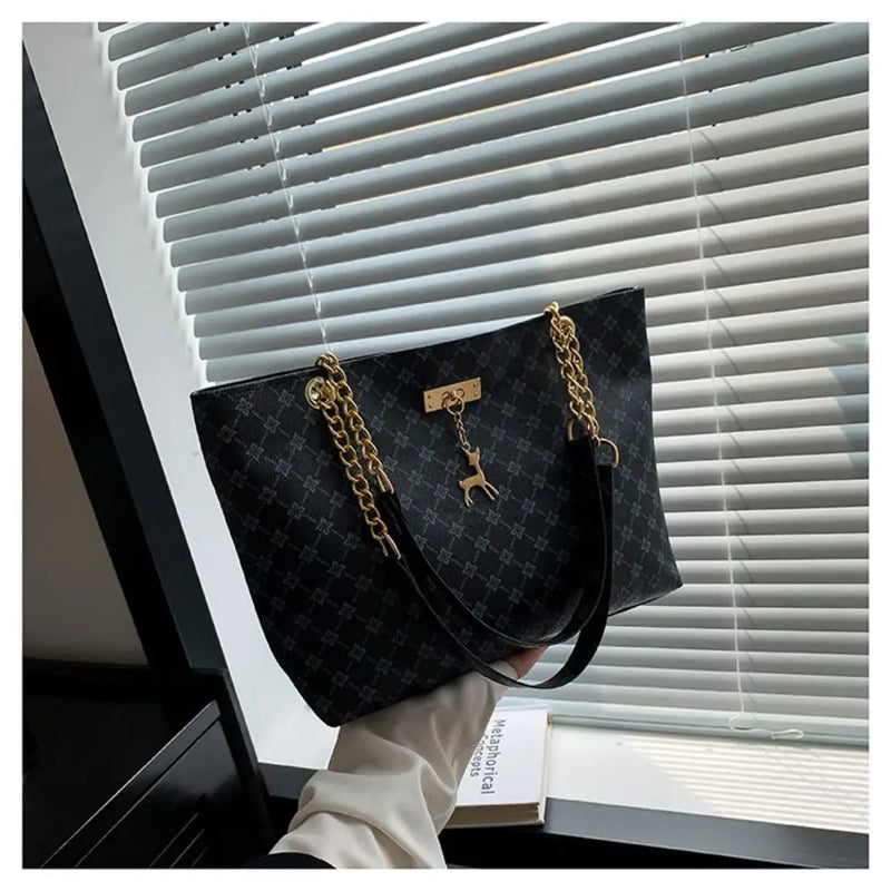 New PU Leather Shoulder Bags Large Capacity Printing Handbags Shopping Bag Women