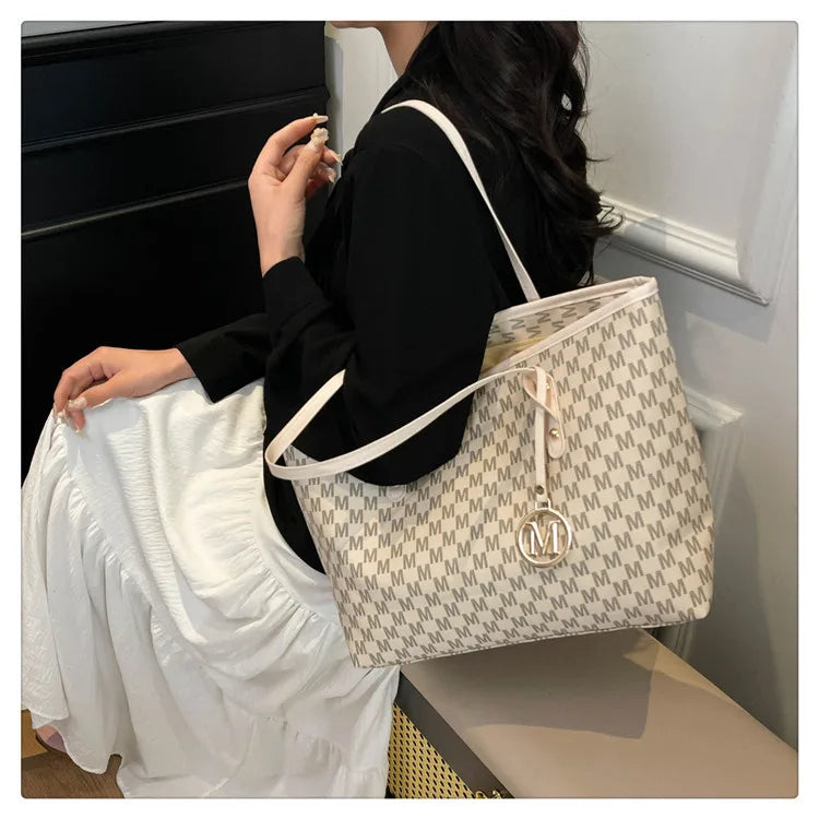 Large Capacity Commuting Tote Bags Fashionable Printed Pu Leather Handbag for Women College Students Class Handbags Shoulder Bag