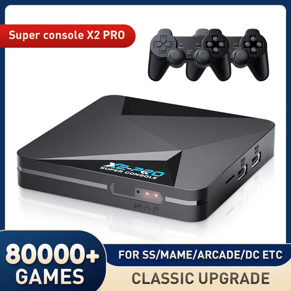 KINHANK Super Console X2 Pro Retro Video Game Console with 80000 Video Games for PS1/DC/MAME/SS with Gamepad Kid Gift Game Box