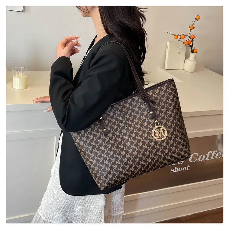 Large Capacity Commuting Tote Bags Fashionable Printed Pu Leather Handbag for Women College Students Class Handbags Shoulder Bag