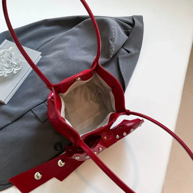 Trendy Bow Shoulder Bag Handbag Casual Underarm Bag Daily Commuting Bags PU Leather Lady Banquet Bag Business Women's Bags